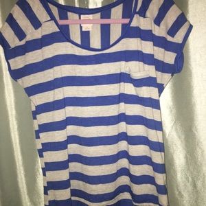 Blue and gray striped blouse. Size medium. Mossimo